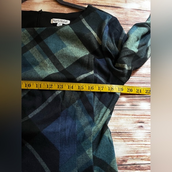 Northstyle Blue Green Plaid Midi Pocket Women's Dress 8 - Picture 10 of 14